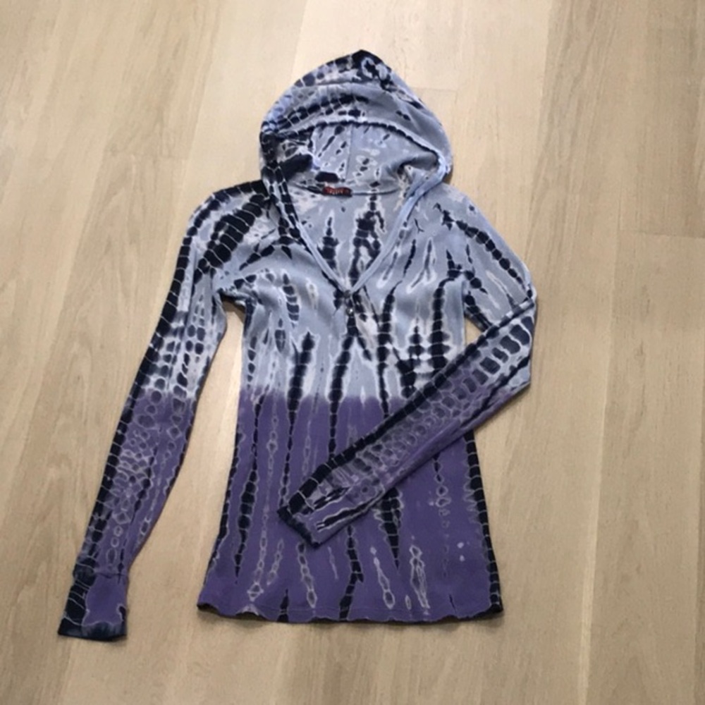 Tie Die, long sleeve, thermal hoodie